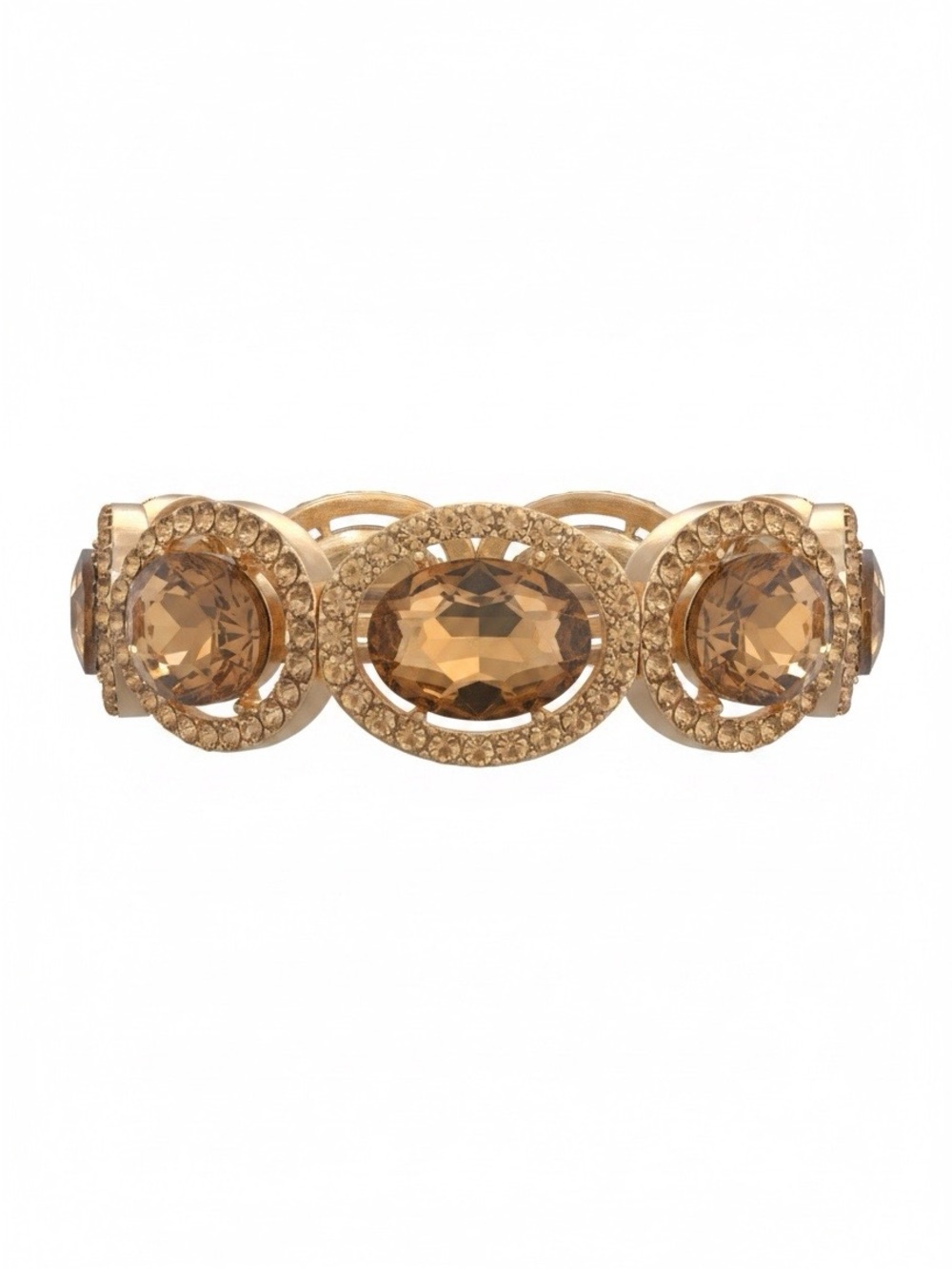 Chunky Gold-Tone Topaz Crystal Stretch Statement Bracelet - Picture 4 of 5